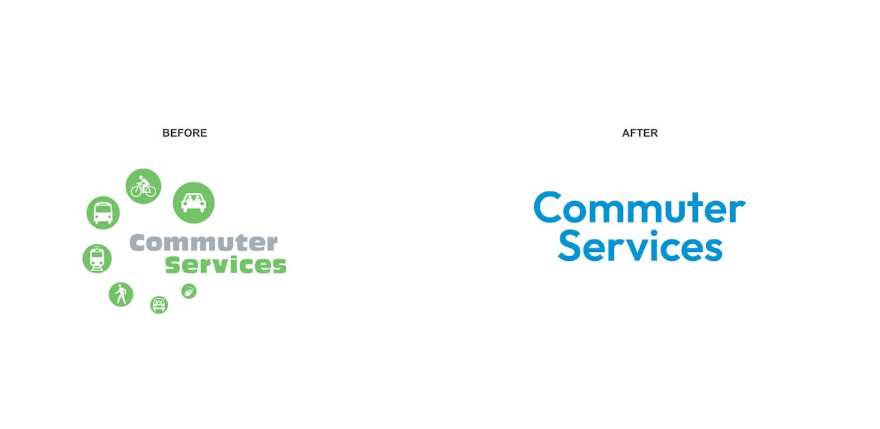 Commuter Services — Identity, before and after